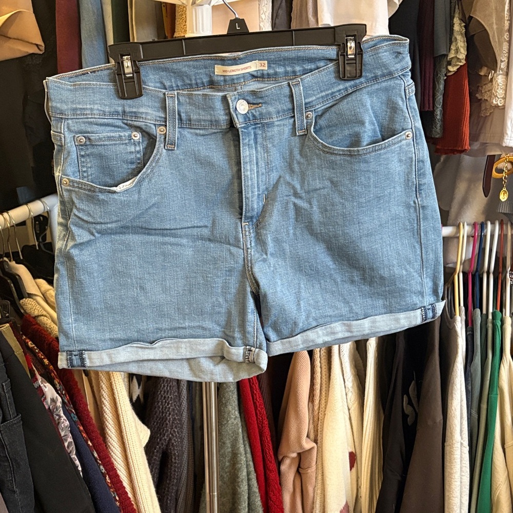 Levi's Light Wash Rolled-Hem Denim Shorts